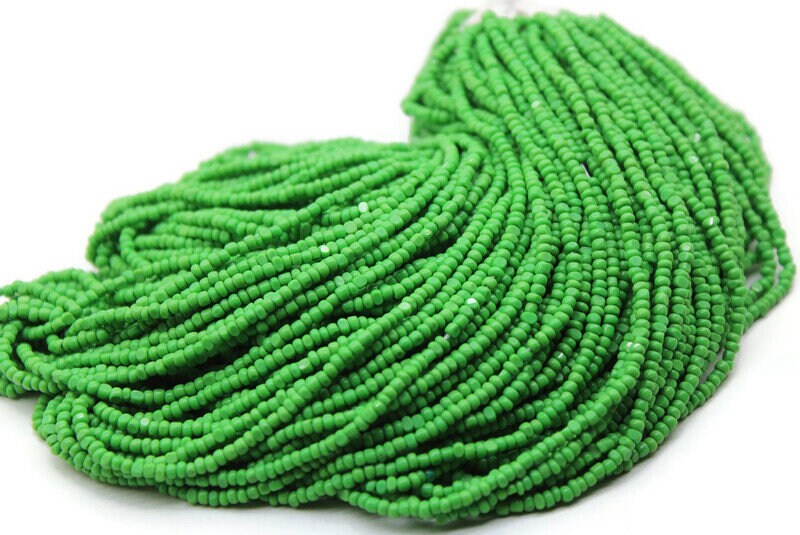 11/0 Charlotte Chip Beads, Op. Dark Apple Green (2 Perfect Facets) 1/3/5 Hanks, Handmade Charlotte, Jewelry Supply,Charlotte Cuts,Rare Beads