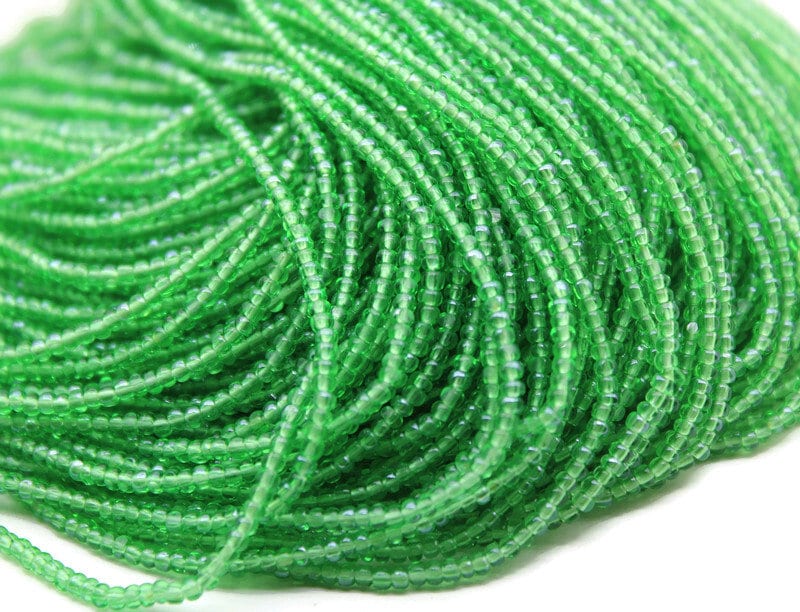 11/0 Charlotte true Cut Beads, Apple Green Luster (2 Perfect Facets) 1,3,5 Hanks, Embroidery Material, Jewelry Supply, Premium True Cuts, 56430