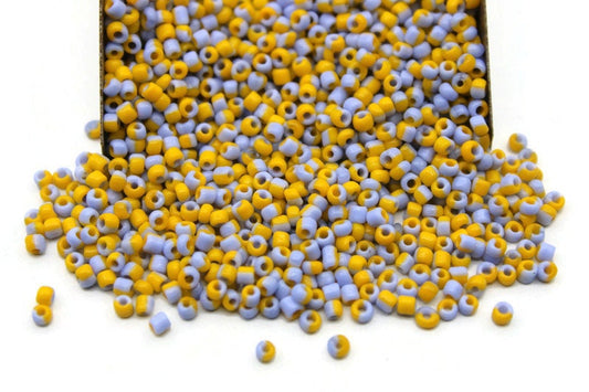 11/0 Marigold-Tropical Blue Striped Seed Beads, 20/50/100 Grams Packs, Embroidery Beads, Jewelry Beads, Craft Supply Beads, Indian Seed Beads, 515/30.
