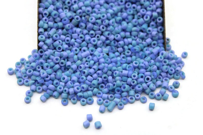 11/0 Tropical Blue-Aqua Blue Striped Seed Beads, 20/50/100 Grams Packs, Embroidery Beads, Jewelry Beads, Craft Supply, Indian Seed Beads, 512/27.