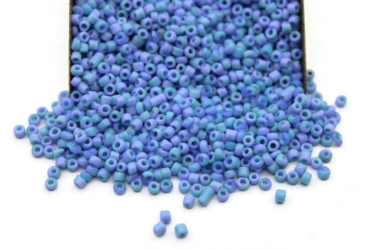11/0 Tropical Blue-Aqua Blue Striped Seed Beads, 20/50/100 Grams Packs, Embroidery Beads, Jewelry Beads, Craft Supply, Indian Seed Beads, 512/27.